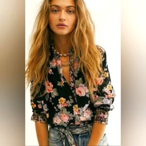 Free People Hold On To Me black floral blouse